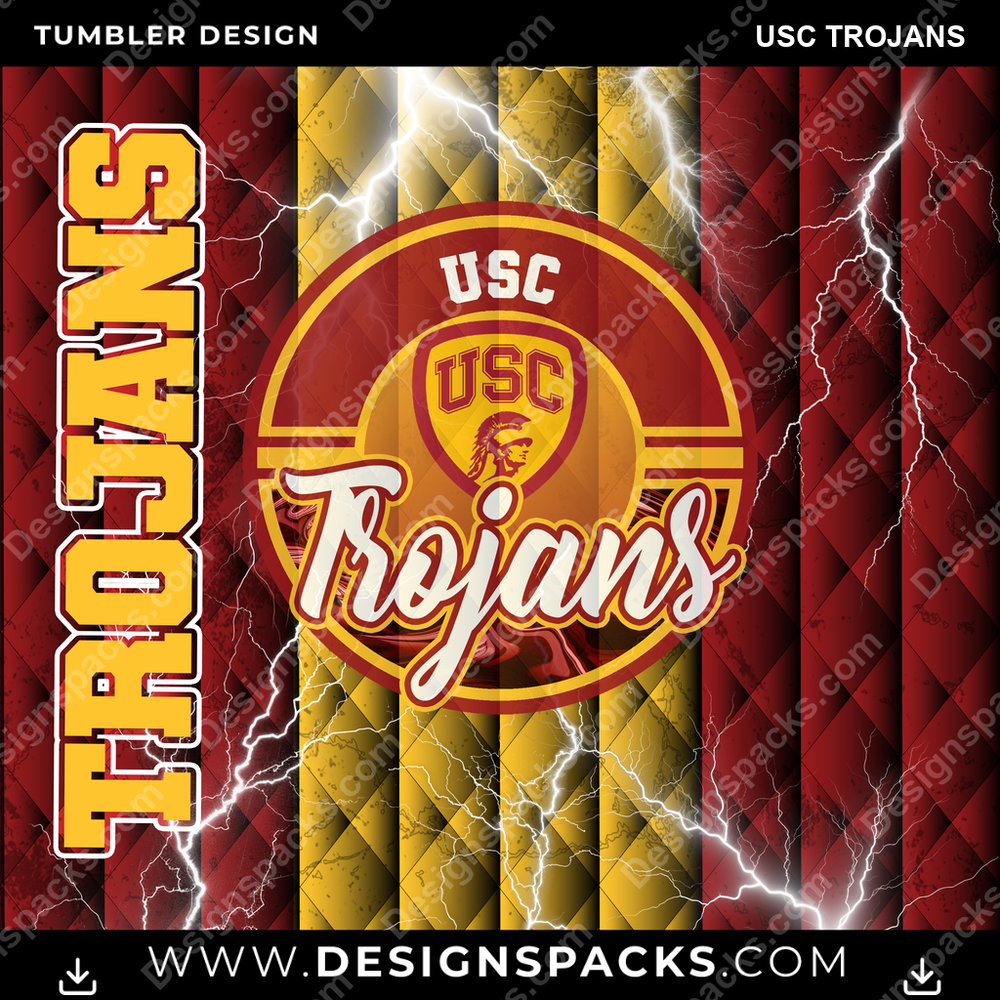 College Sport Diamond USC Trojans Tumbler Digital Wrap Design