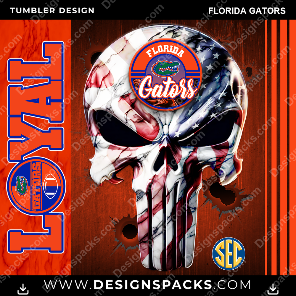College Sport Loyal Florida Gators Tumbler Digital Wrap Design