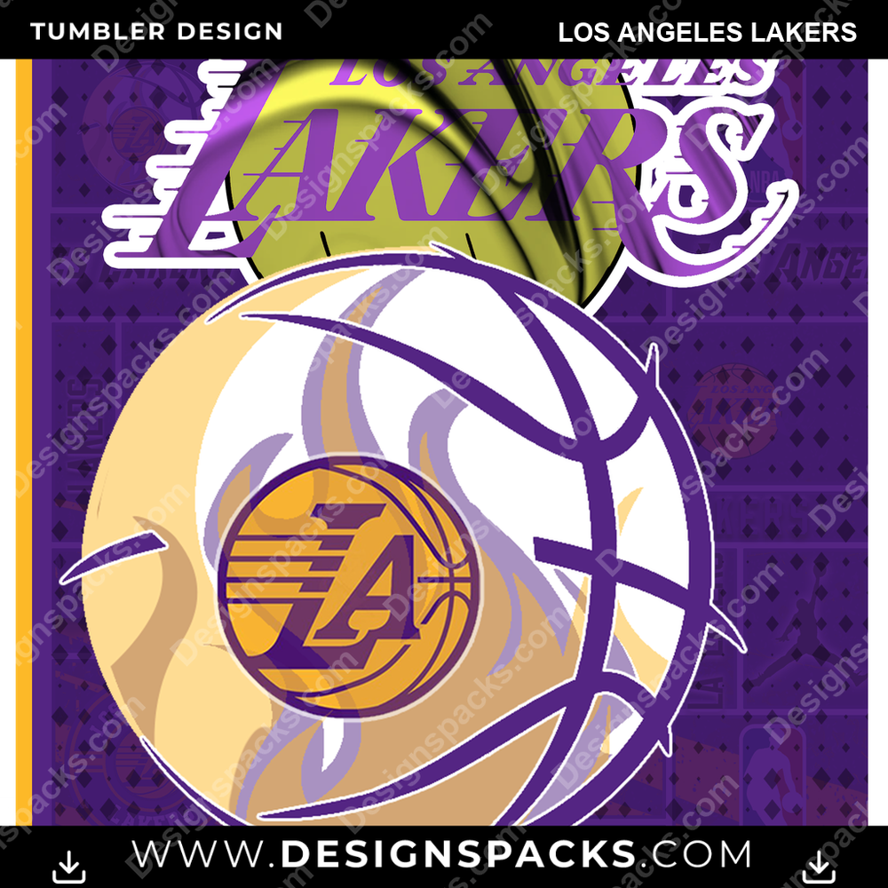 Basketball Posters Los Angeles Lakers NBA Basketball Tumbler Digital Wrap Design Download