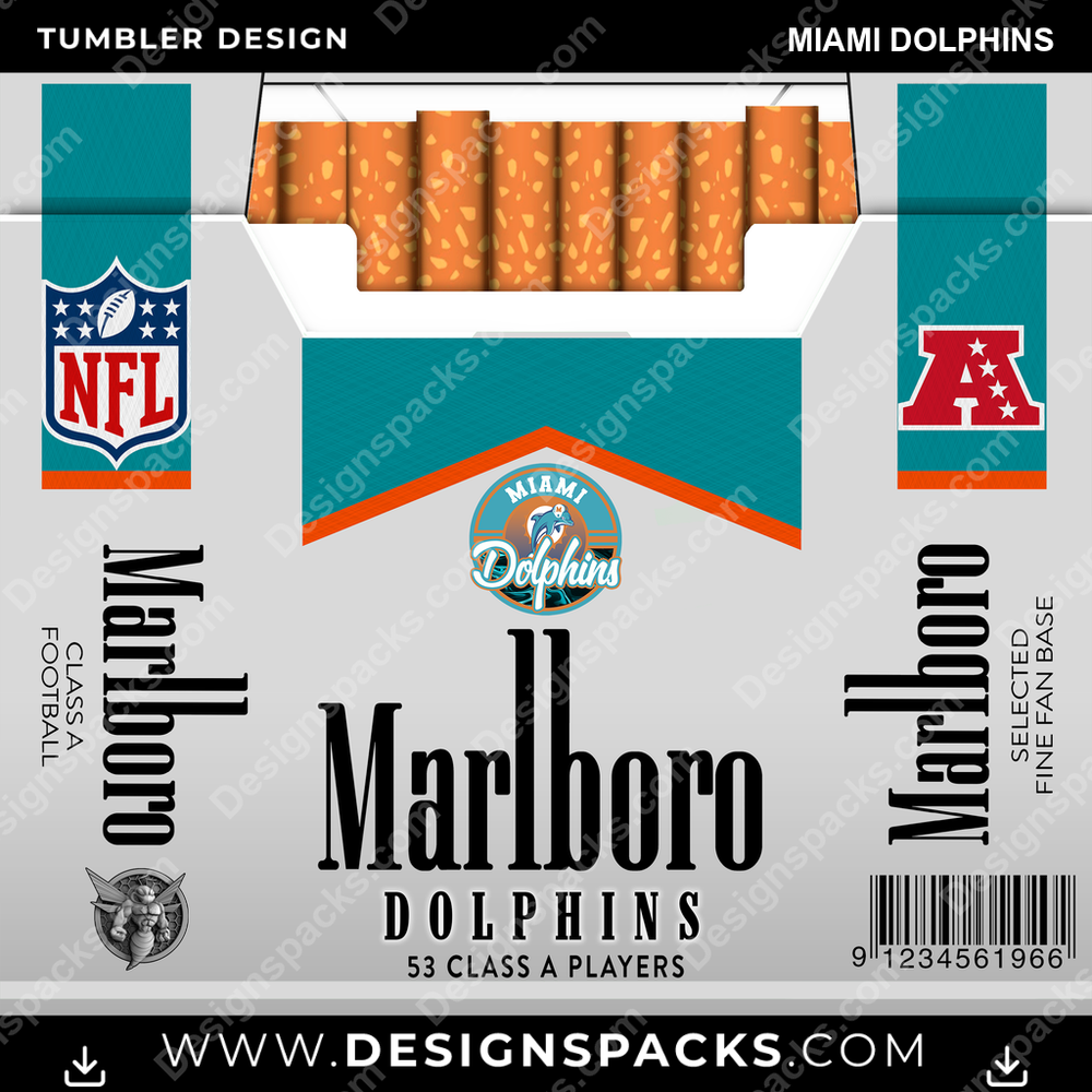 Football Marlboro Miami Dolphins Tumbler Digital Wrap Design