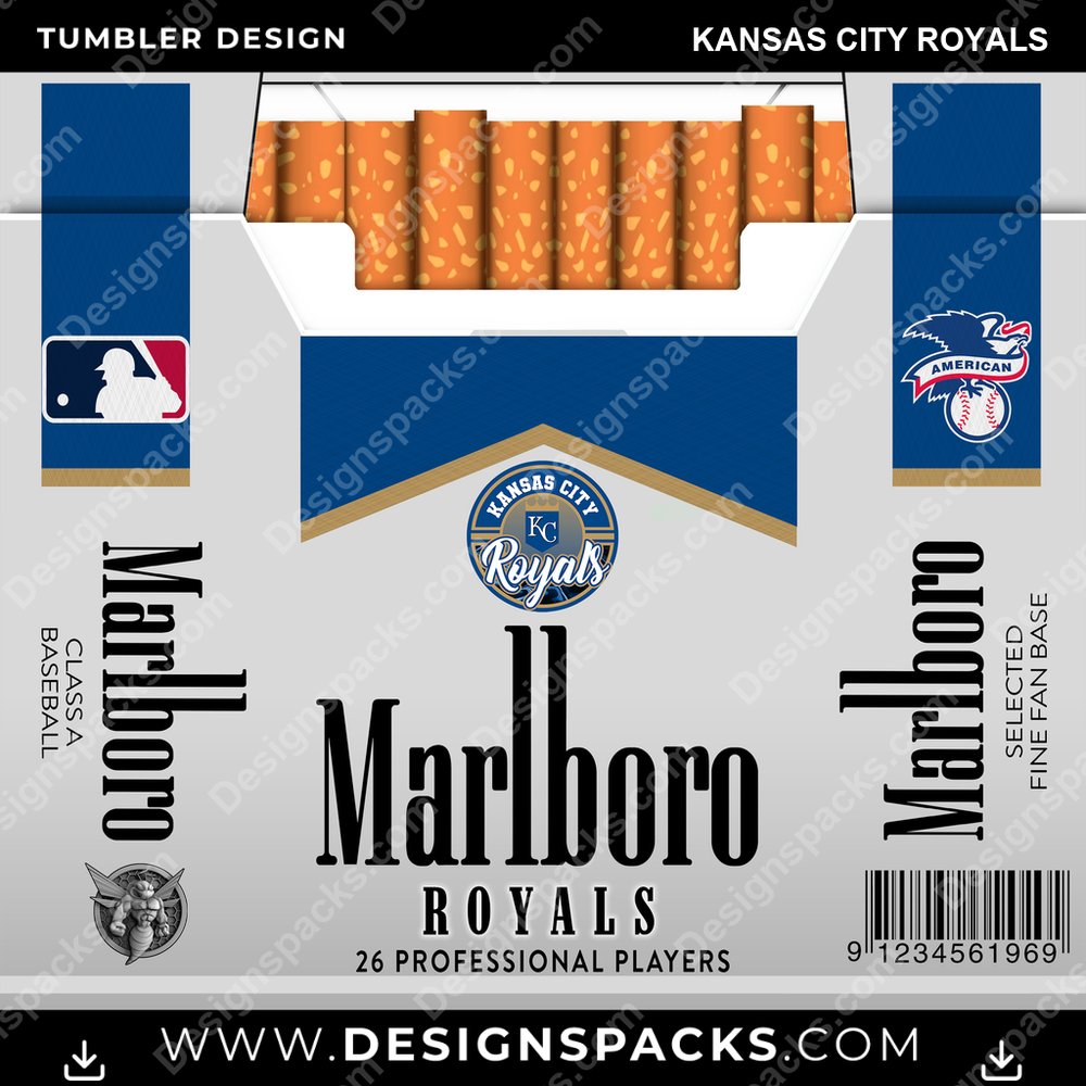 Baseball Marlboro Kansas City Royals MLB Baseball Tumbler Digital Wrap Design Download