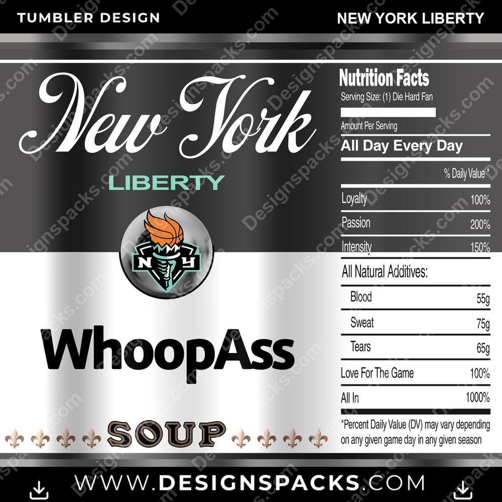 Basketball Soup Can New York Liberty NBA Basketball Tumbler Digital Wrap Design Download
