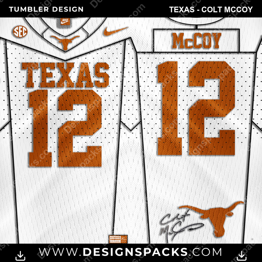College Sport Jersey Texas - Colt McCoy NCAA College Sport Tumbler Digital Wrap Design Download