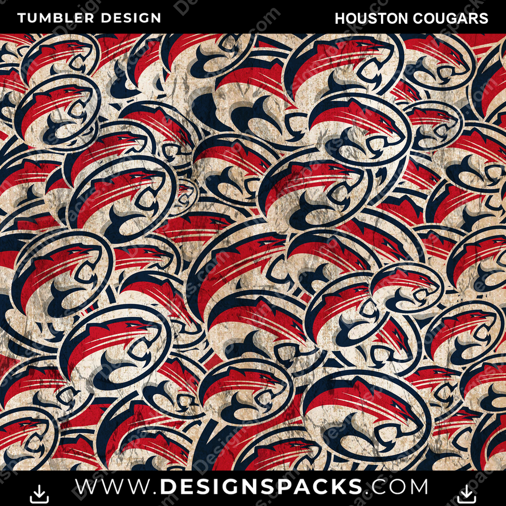 College Sport Logo BG Houston Cougars Tumbler Digital Wrap Design