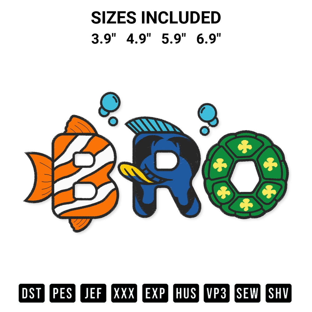 Download the Finding Nemo Bro Disney Embroidery Design machine embroidery design exclusively at Designspacks.com. Premium digitized pattern for apparel and DIY crafts. Available sizes: 3.9", 4.9", 5.9", 6.9".