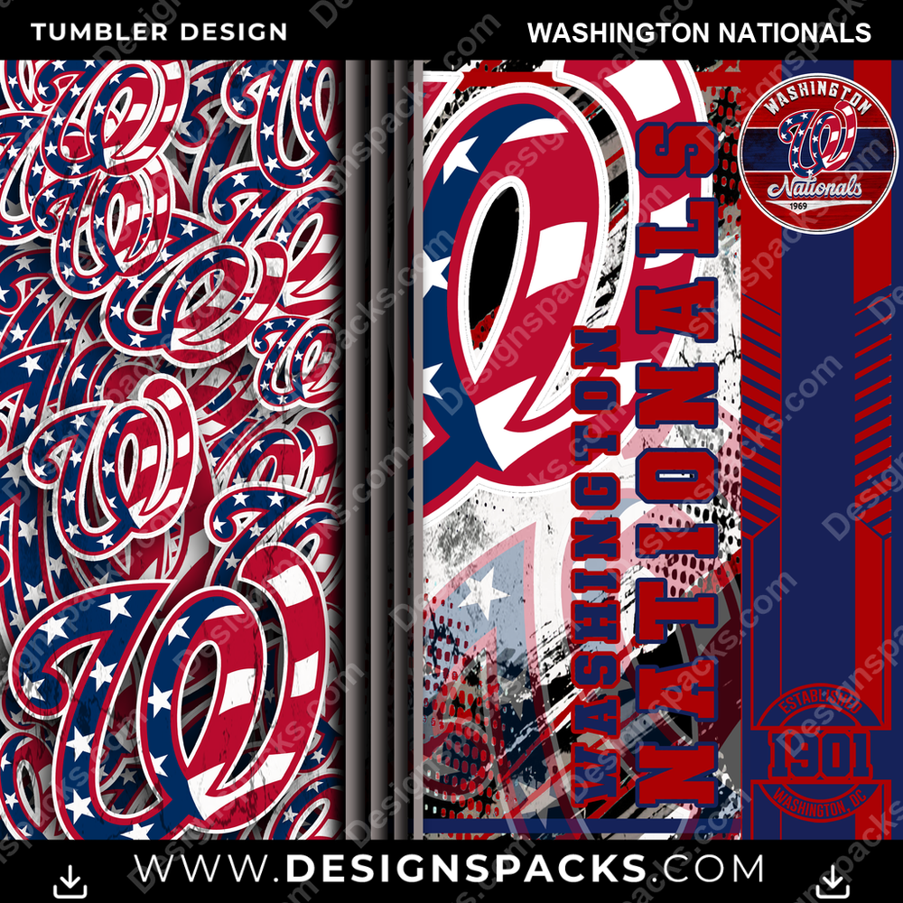 Baseball Sports Washington Nationals MLB Baseball Tumbler Digital Wrap Design Download