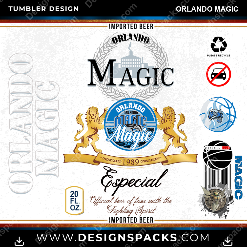 Basketball Modelo Orlando Magic Tumbler Digital Wrap Design