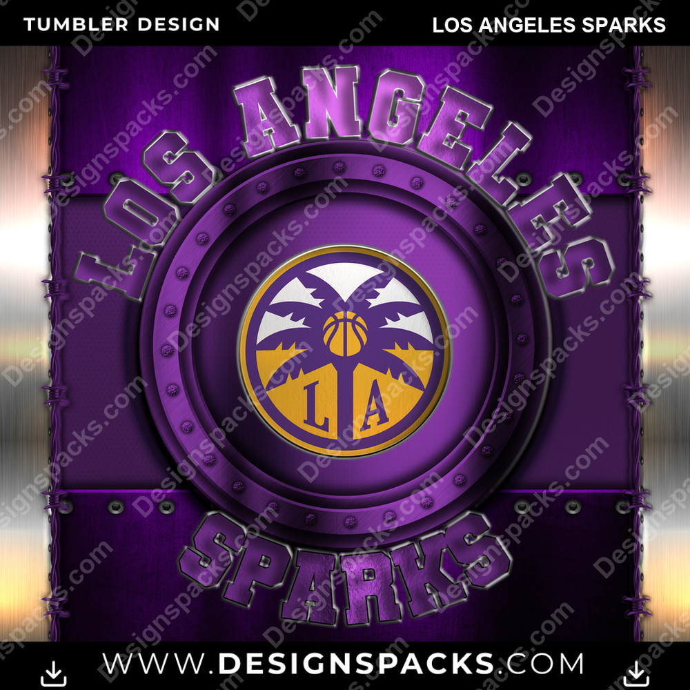 Basketball Metal Los Angeles Sparks NBA Basketball Tumbler Digital Wrap Design Download