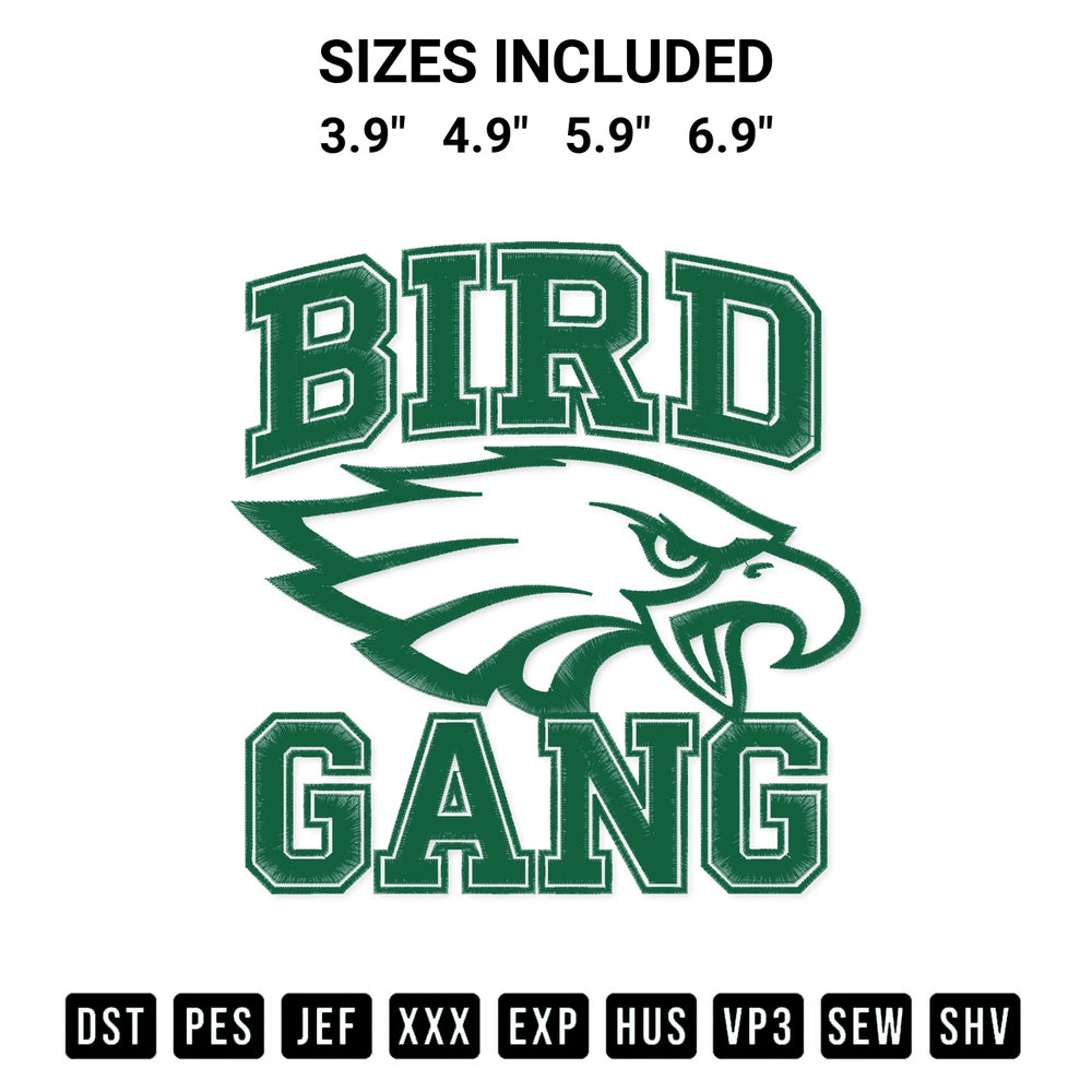 Download the Bird Gang Embroidery Design machine embroidery design exclusively at Designspacks.com. Premium digitized pattern for apparel and DIY crafts. Available sizes: 3.9", 4.9", 5.9", 6.9".