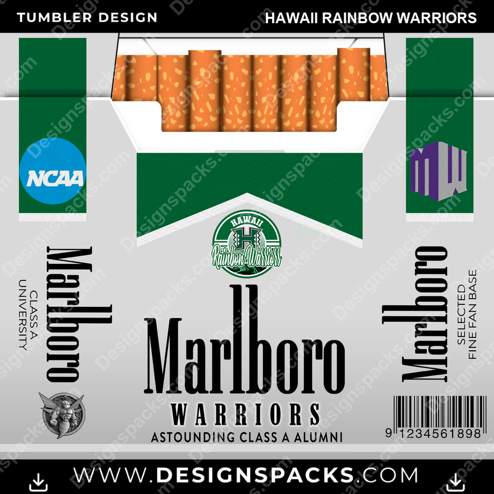 College Sport Marlboro Hawaii Rainbow Warriors NCAA College Sport Tumbler Digital Wrap Design Download