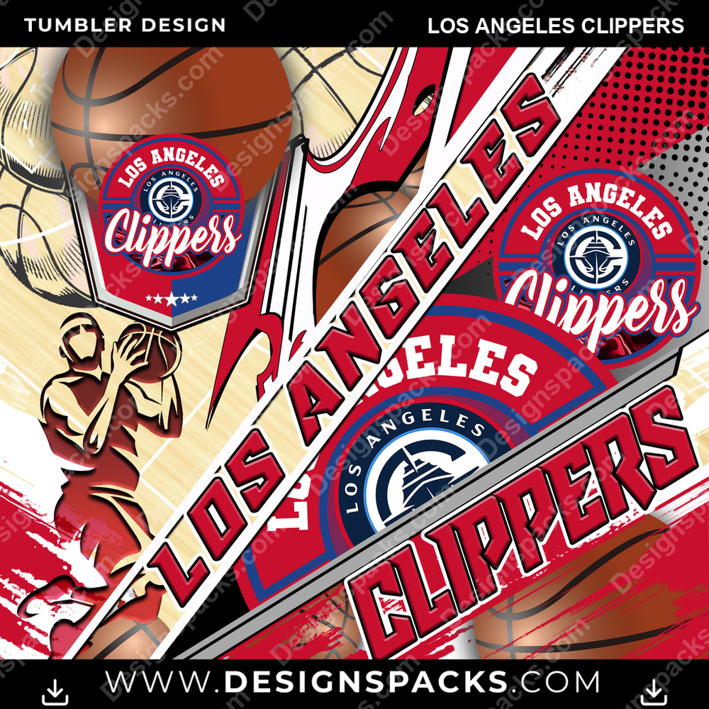 Basketball Silhouette Los Angeles Clippers NBA Basketball Tumbler Digital Wrap Design Download