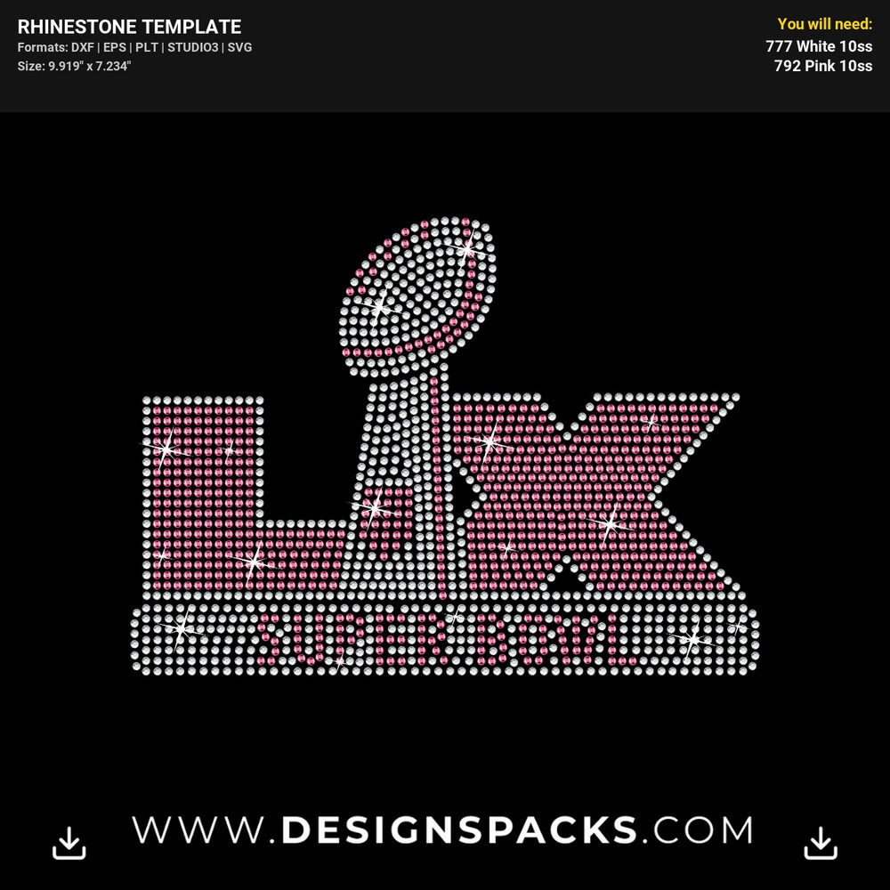 Super Bowl 2026 Rhinestone Digital Template
