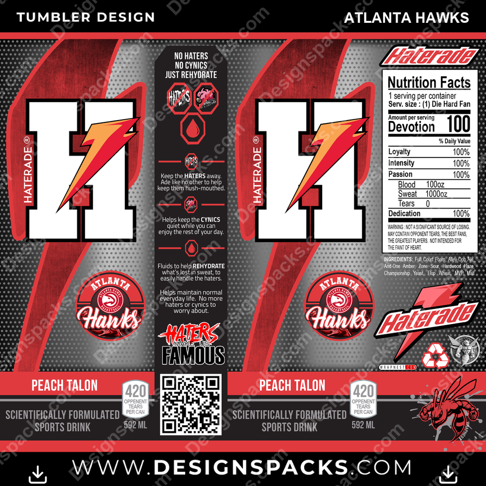 Basketball Haterade Atlanta Hawks Tumbler Digital Wrap Design