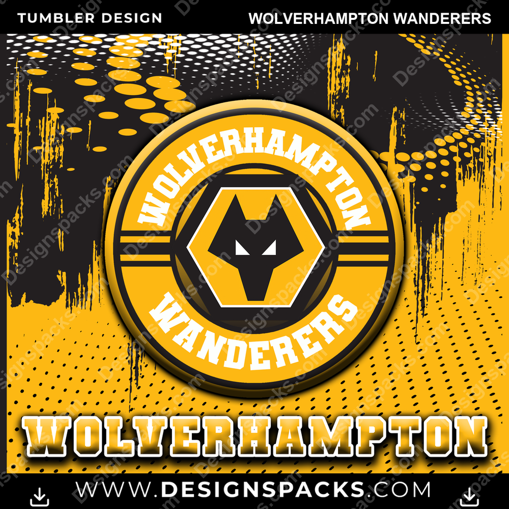 Soccer UK Dot Logo Wolverhampton Wanderers Tumbler Digital Wrap Design