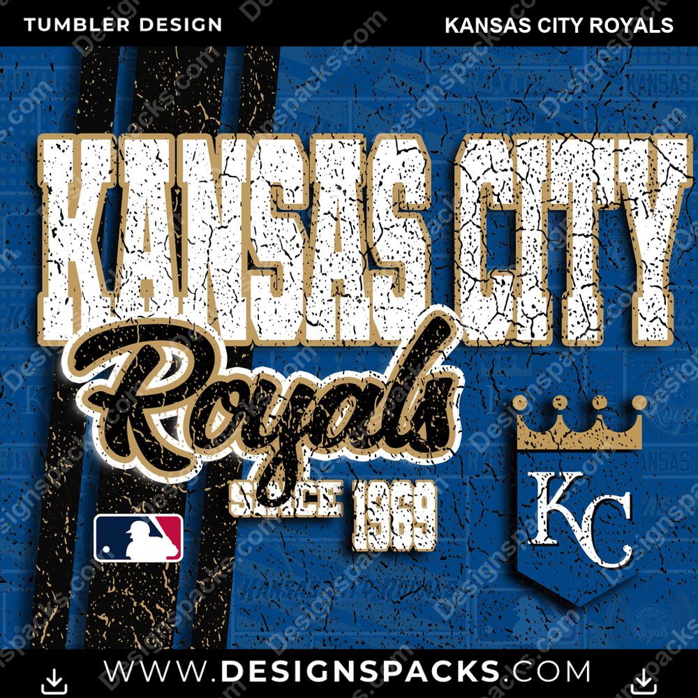 Baseball Grunge Kansas City Royals Tumbler Digital Wrap Design