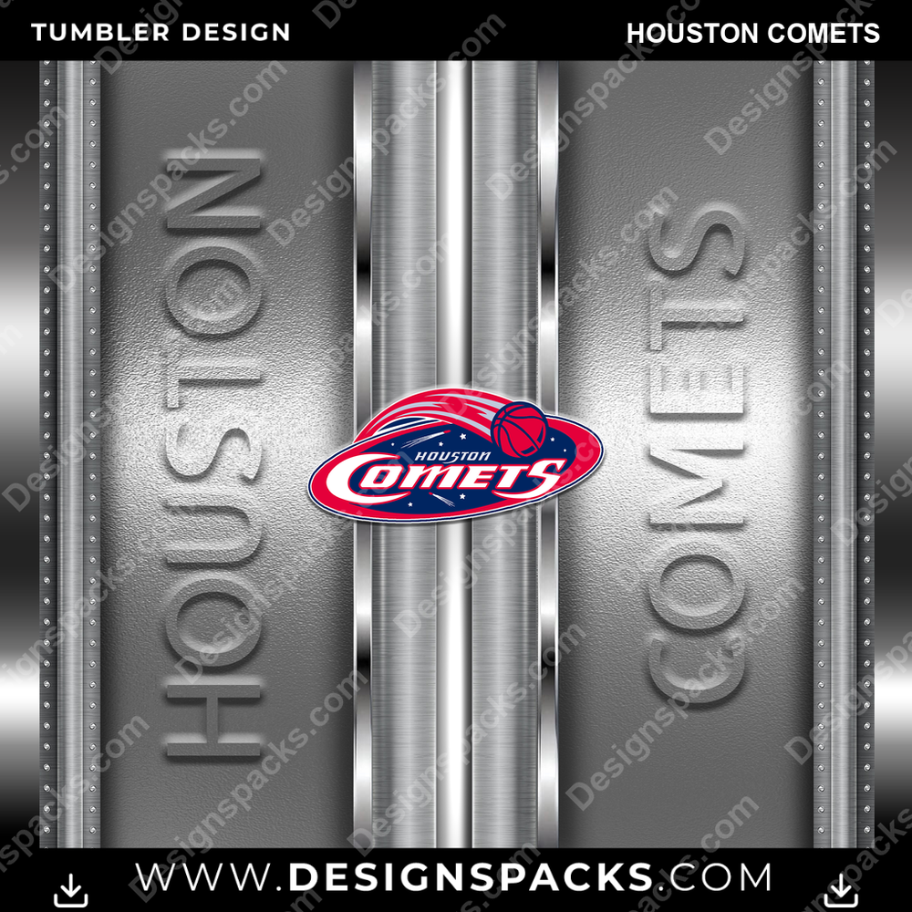 Basketball Metallic Houston Comets Tumbler Digital Wrap Design