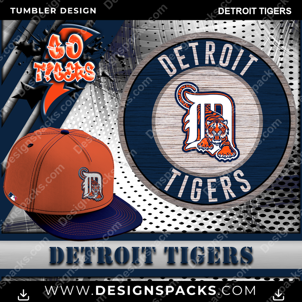 Baseball Go Team Detroit Tigers Tumbler Digital Wrap Design