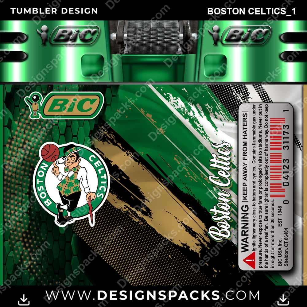 Basketball BIC Lighter Boston Celtics_1 Tumbler Digital Wrap Design