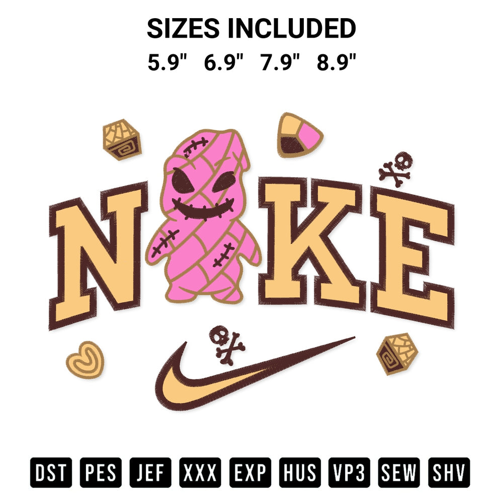Transform your fabrics with the Oogie Boogie Concha X Nike Embroidery Design embroidery design. Instant access to premium digitized patterns at Designspacks.com. Available sizes: 5.9", 6.9", 7.9", 8.9".