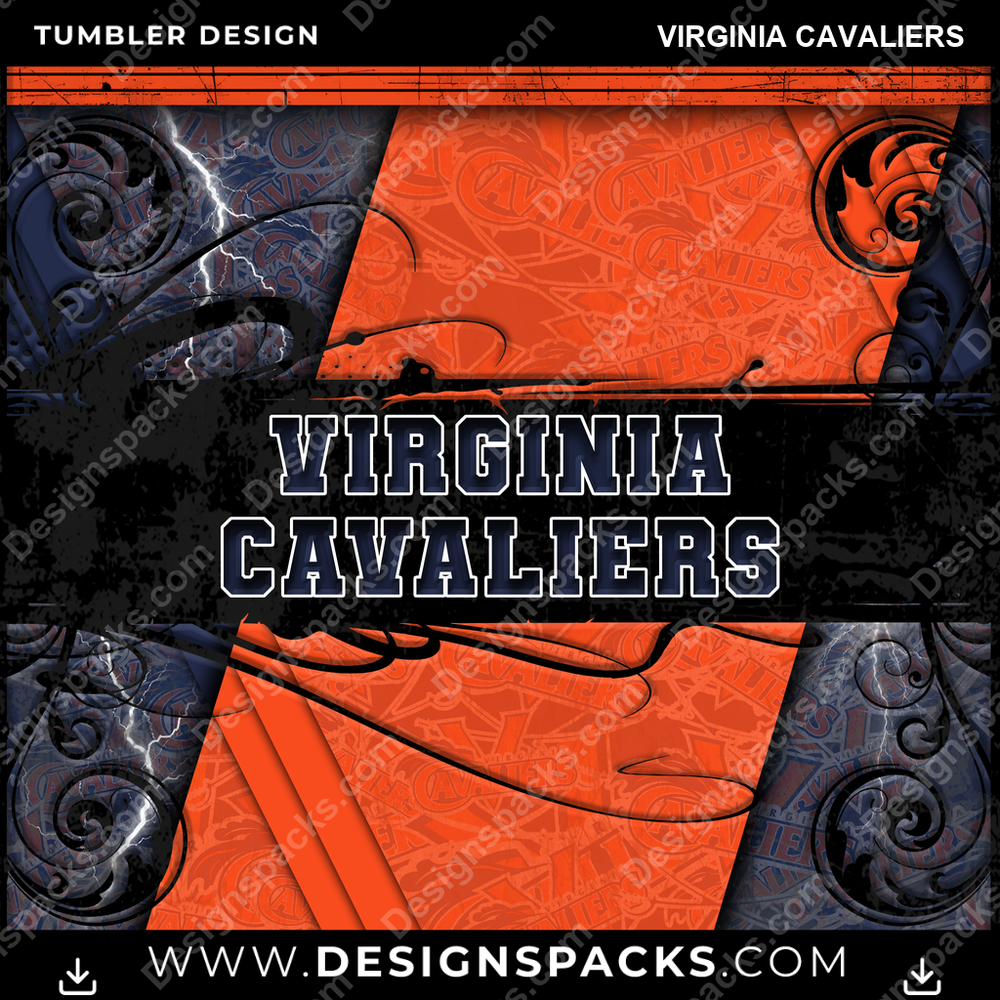 College Sport Elegant Virginia Cavaliers Tumbler Digital Wrap Design