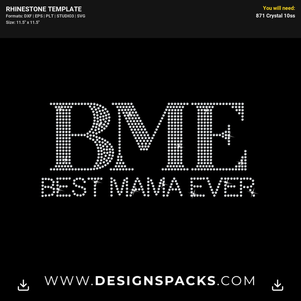 Bme Best Mama Ever Rhinestone Digital Template
