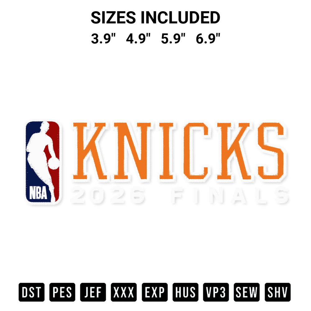 Add a unique touch to your apparel with the Knicks 2026 Finals Embroidery Design embroidery file. Premium instant download available now on Designspacks.com. Available sizes: 3.9", 4.9", 5.9", 6.9".