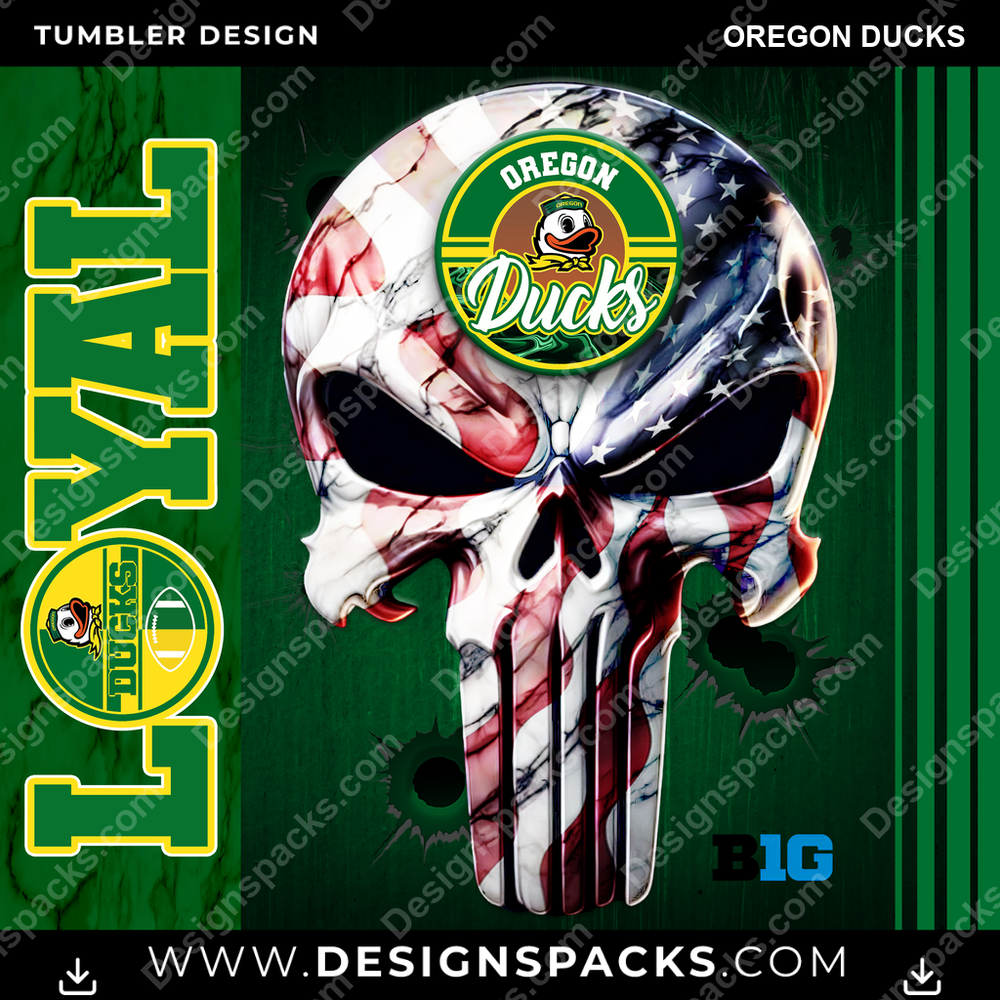 College Sport Loyal Oregon Ducks Tumbler Digital Wrap Design