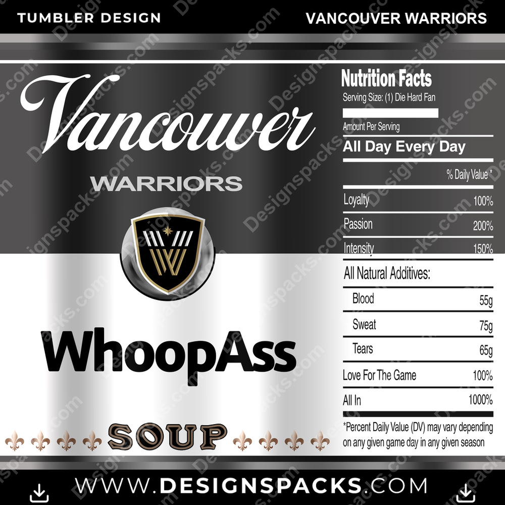 Lacrosse Soup Can Vancouver Warriors Tumbler Digital Wrap Design
