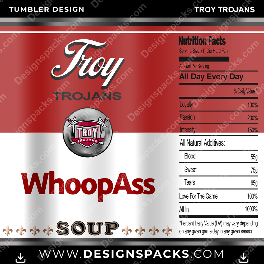 College Sport Soup Can Troy Trojans NCAA College Sport Tumbler Digital Wrap Design Download