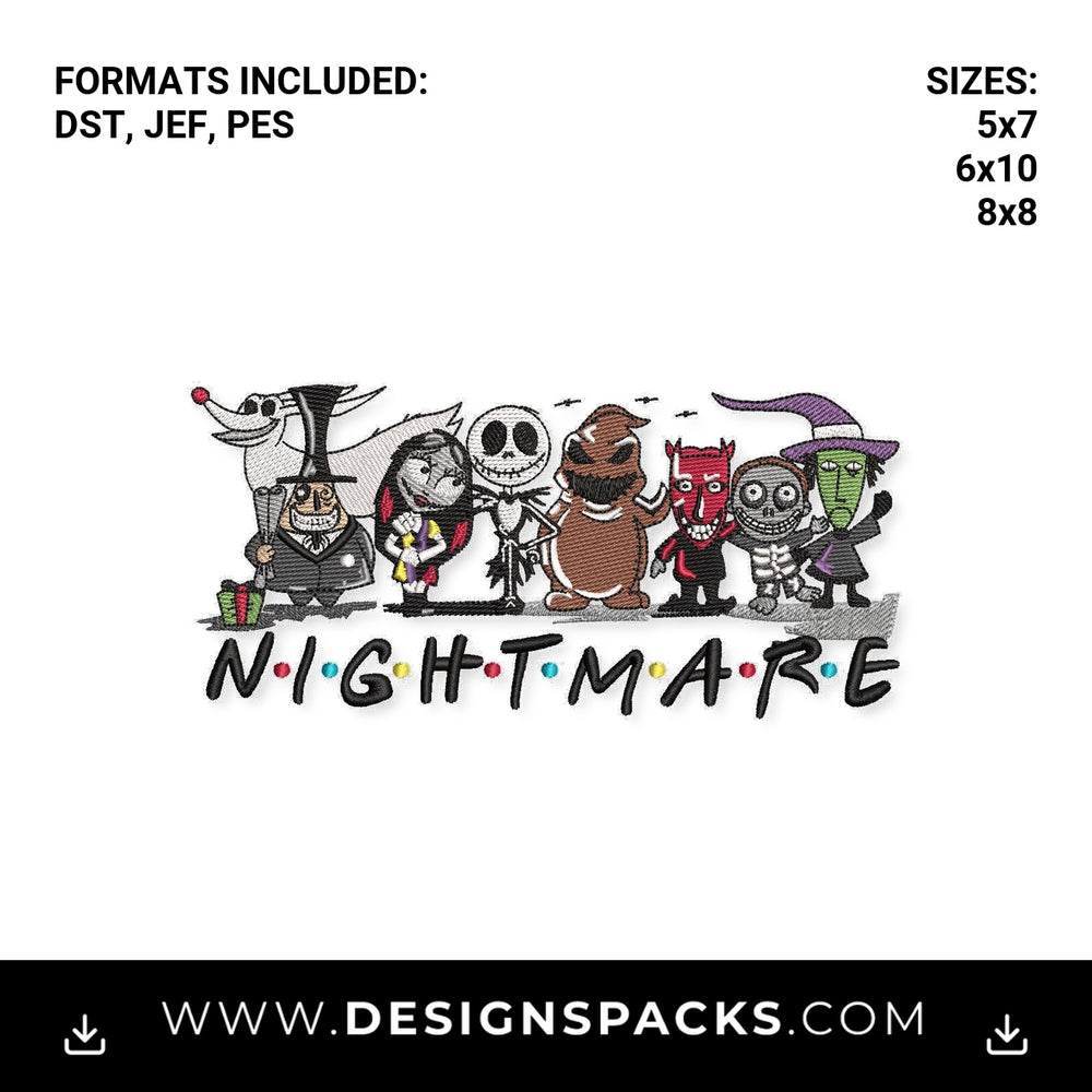 Nightmare Before Christmas Friends Embroidery Design - Instant digital download pattern at Designspacks.com