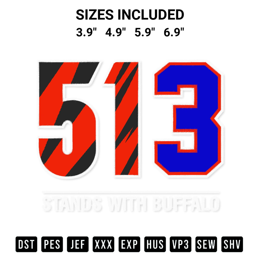 Add a unique touch to your apparel with the 513 Stands With Buffalo Damar Hamlin Pray For Hamlin Embroidery Design embroidery file. Premium instant download available now on Designspacks.com. Available sizes: 3.9", 4.9", 5.9", 6.9".