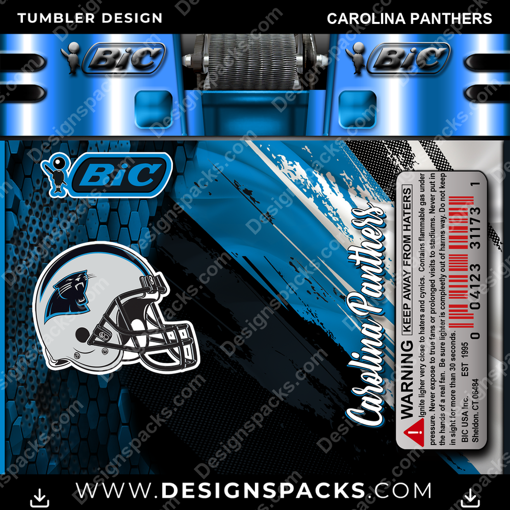 Football BIC Lighter Carolina Panthers Tumbler Digital Wrap Design