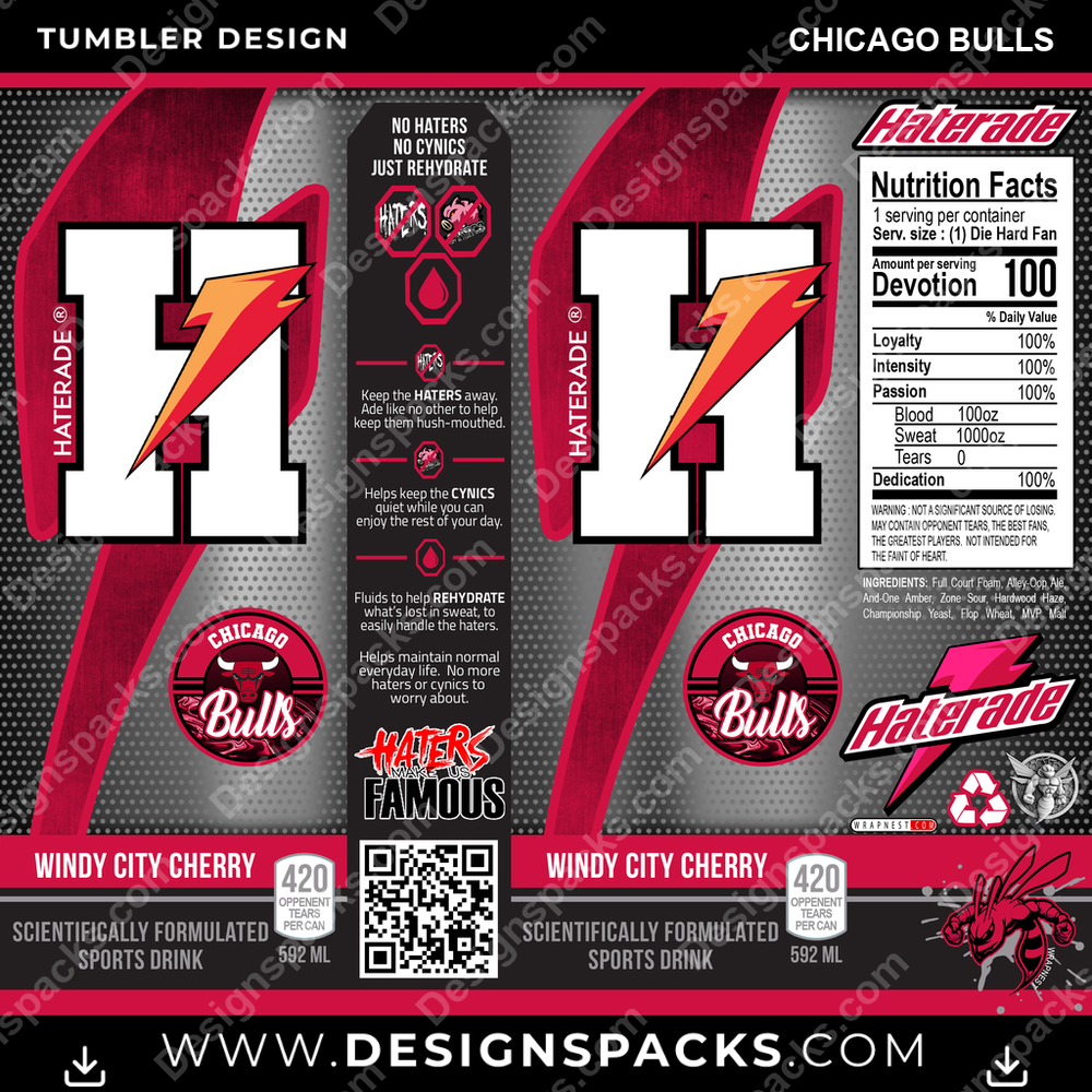 Basketball Haterade Chicago Bulls Tumbler Digital Wrap Design