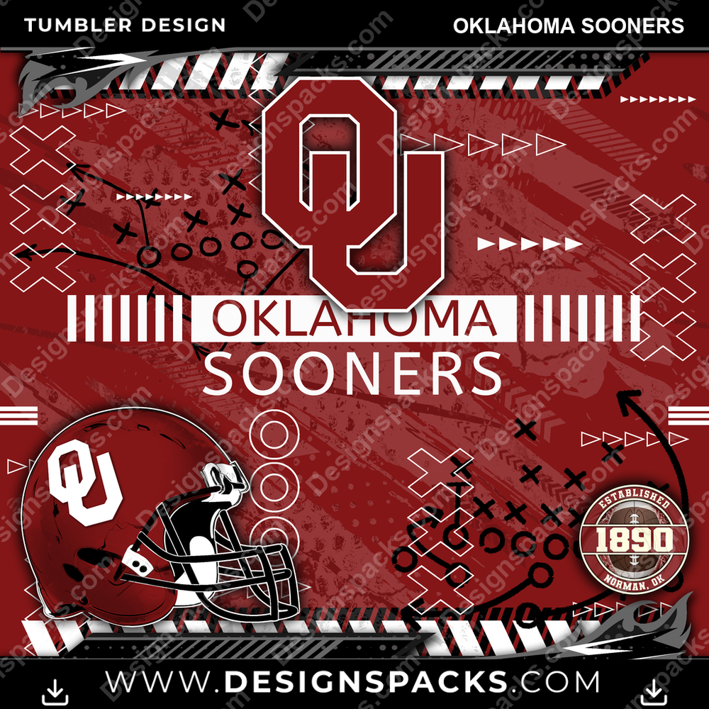 College Sport Xs & Os Oklahoma Sooners Tumbler Digital Wrap Design