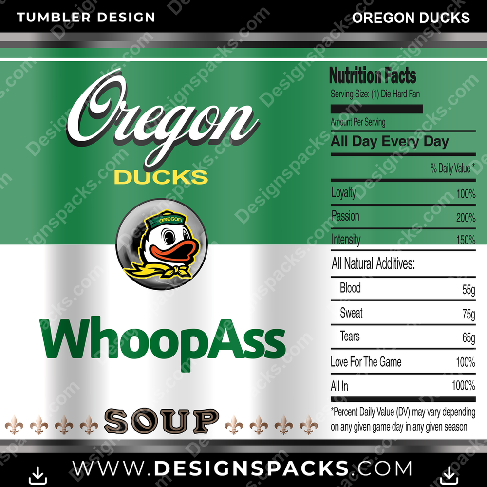 College Sport Soup Can Oregon Ducks Tumbler Digital Wrap Design