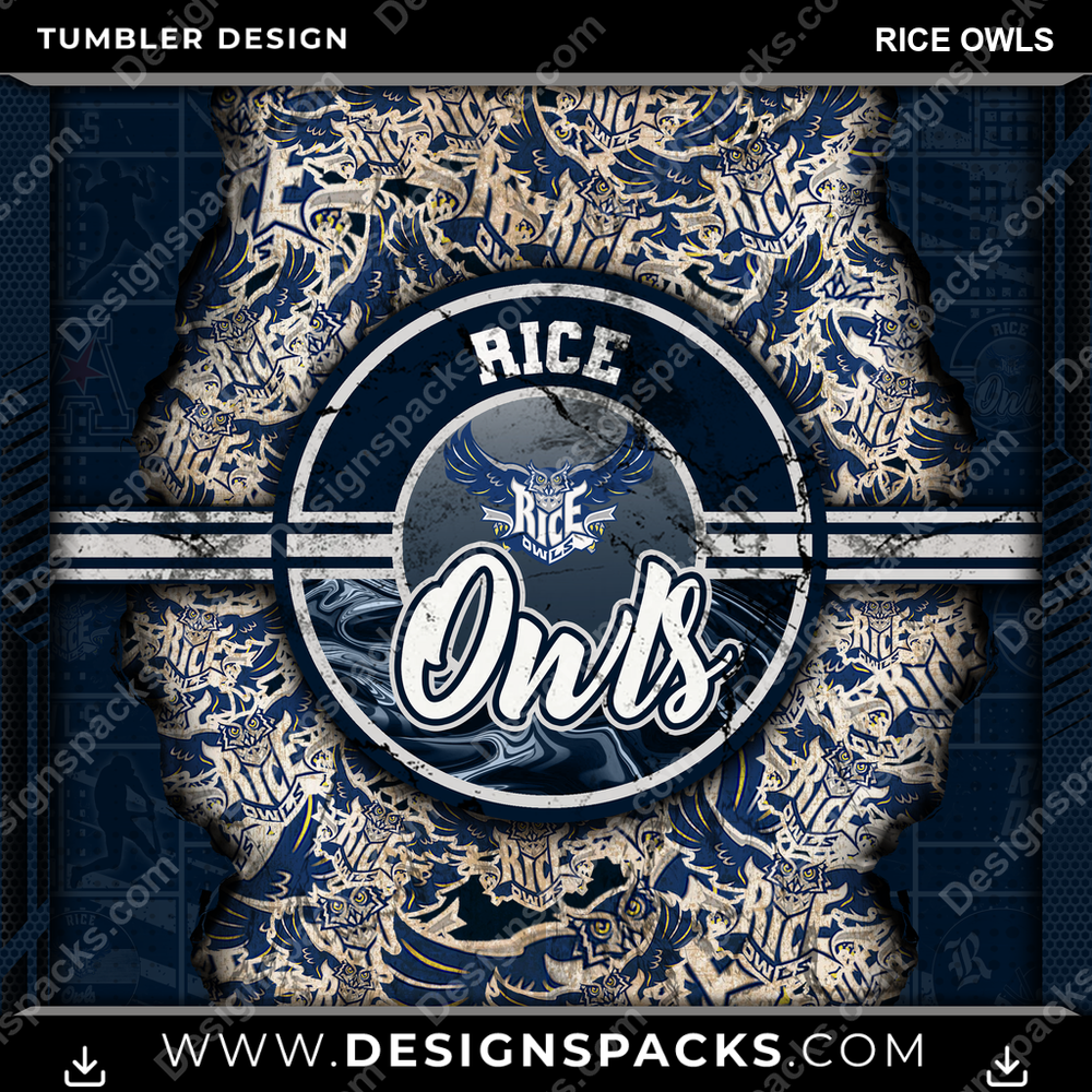 College Sport Ripped Rice Owls NCAA College Sport Tumbler Digital Wrap Design Download