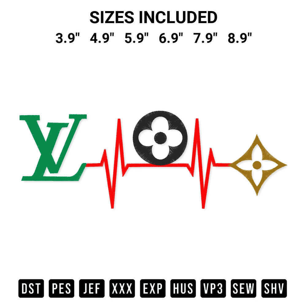 Transform your fabrics with the Louis Vuitton Heartbeat Embroidery Design embroidery design. Instant access to premium digitized patterns at Designspacks.com. Available sizes: 3.9", 4.9", 5.9", 6.9", 7.9", 8.9".