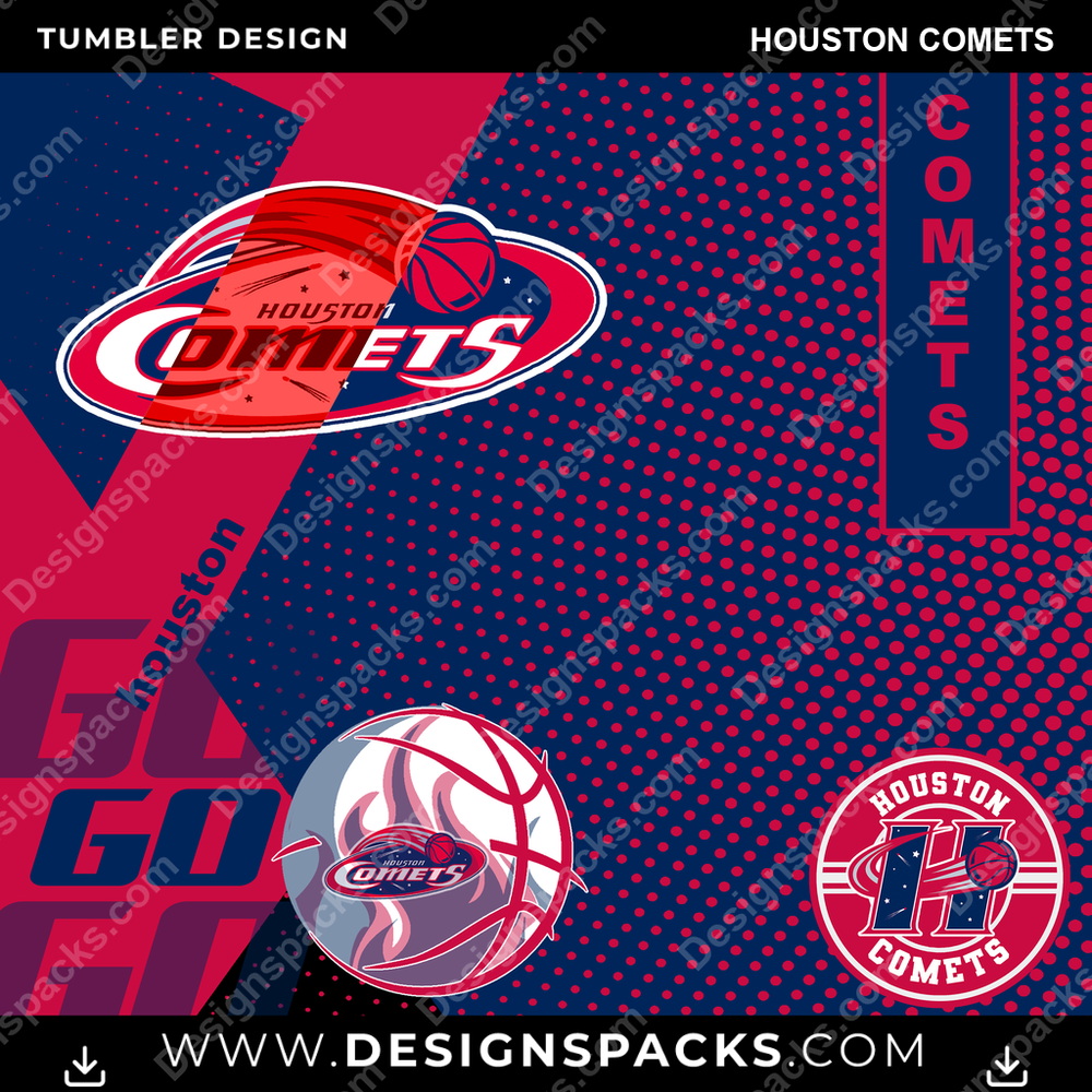 Basketball GO Houston Comets Tumbler Digital Wrap Design