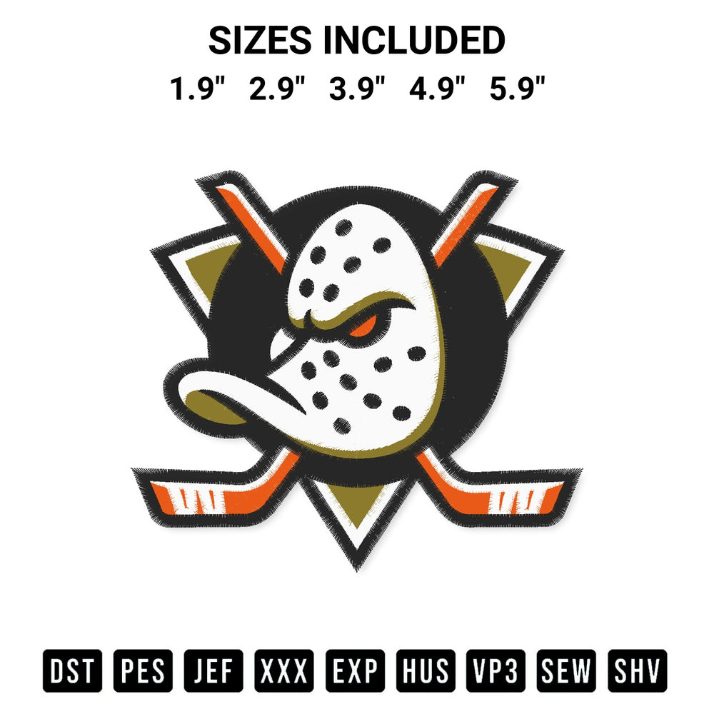 Get the Anaheim Ducks Logo Embroidery Design embroidery design for your custom crafts! Premium digitized files available for instant download at Designspacks.com. Available sizes: 1.9", 2.9", 3.9", 4.9", 5.9".
