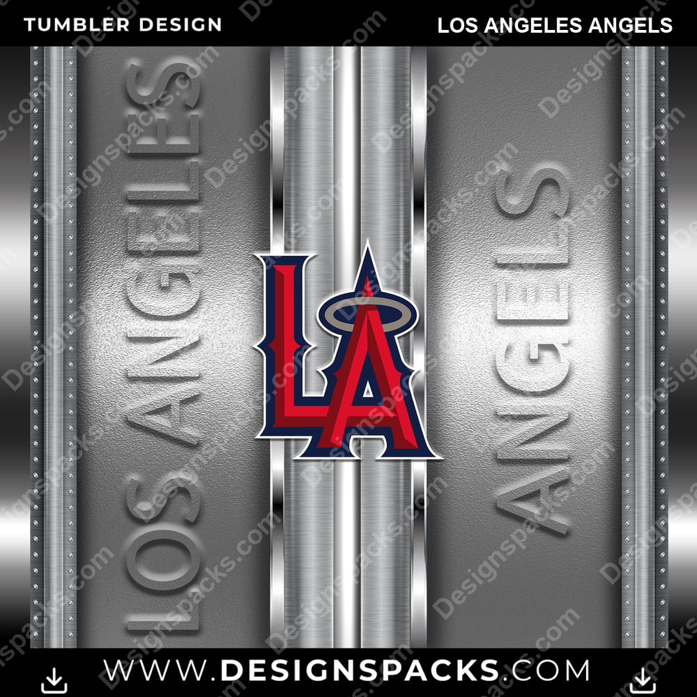 Baseball Metallic Los Angeles Angels Tumbler Digital Wrap Design