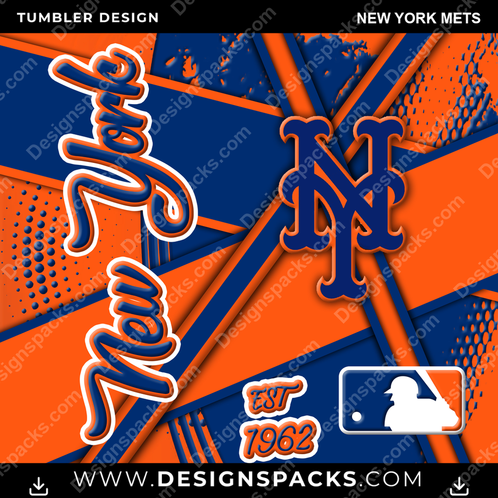Baseball Team Sport New York Mets Tumbler Digital Wrap Design