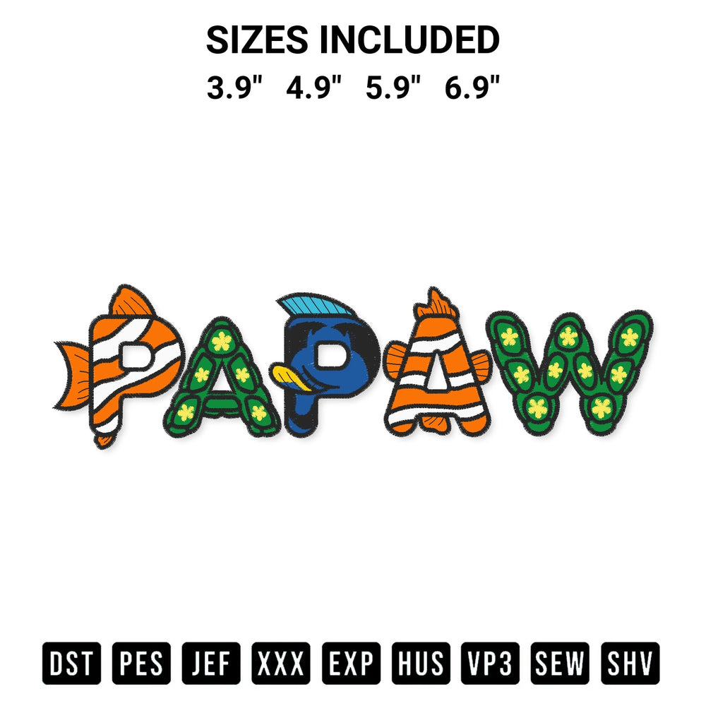 Create amazing crafts with the Finding Nemo Papaw Disney Embroidery Design embroidery file. High-quality digital download from Designspacks.com, perfect for beginners and pros. Available sizes: 3.9", 4.9", 5.9", 6.9".