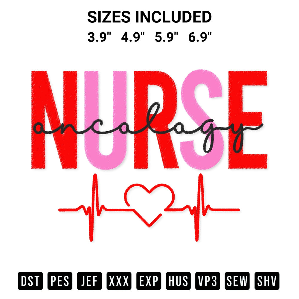 Transform your fabrics with the Nurse Oncology Heartbeat Embroidery Design embroidery design. Instant access to premium digitized patterns at Designspacks.com. Available sizes: 3.9", 4.9", 5.9", 6.9".
