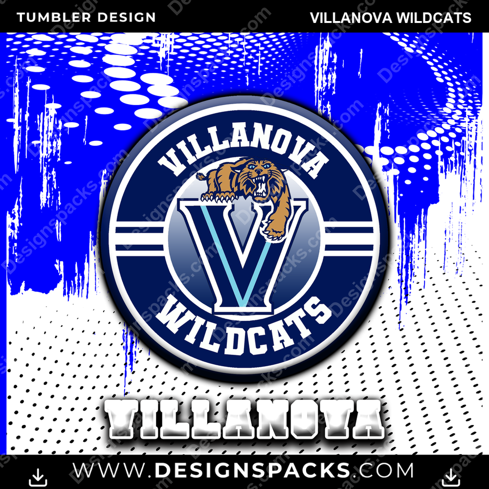 College Sport Dot Logo Villanova Wildcats NCAA College Sport Tumbler Digital Wrap Design Download