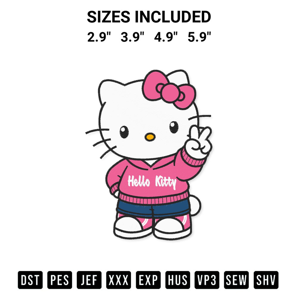Get the Hello Kitty Style Hoodie Embroidery Design embroidery design for your custom crafts! Premium digitized files available for instant download at Designspacks.com. Available sizes: 2.9", 3.9", 4.9", 5.9".