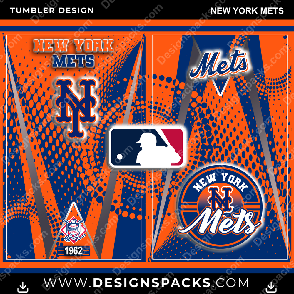 Baseball Team Logo New York Mets Tumbler Digital Wrap Design