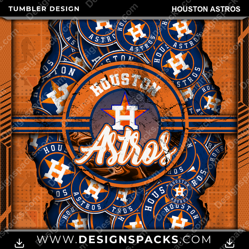 Baseball Ripped Houston Astros Tumbler Digital Wrap Design