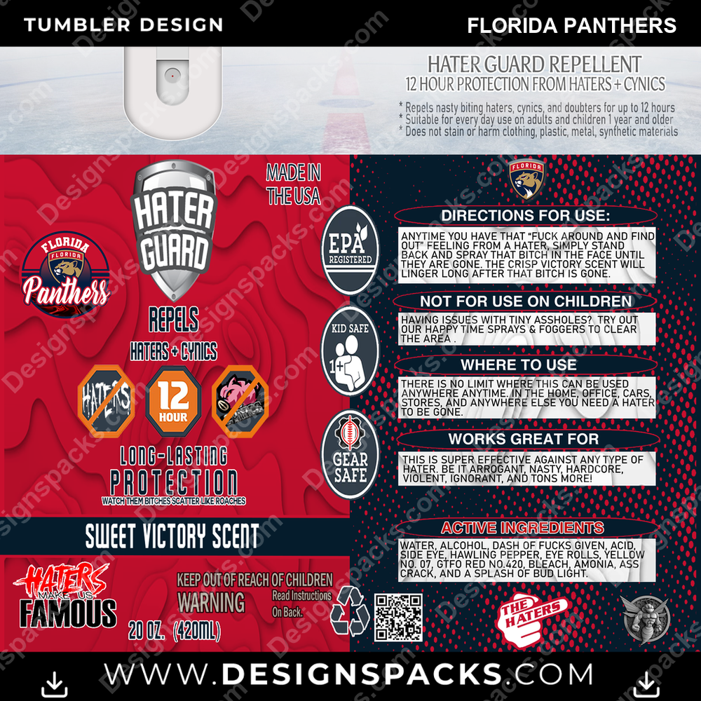 Ice Hockey Hater Guard Florida Panthers NHL Hockey Tumbler Digital Wrap Design Download