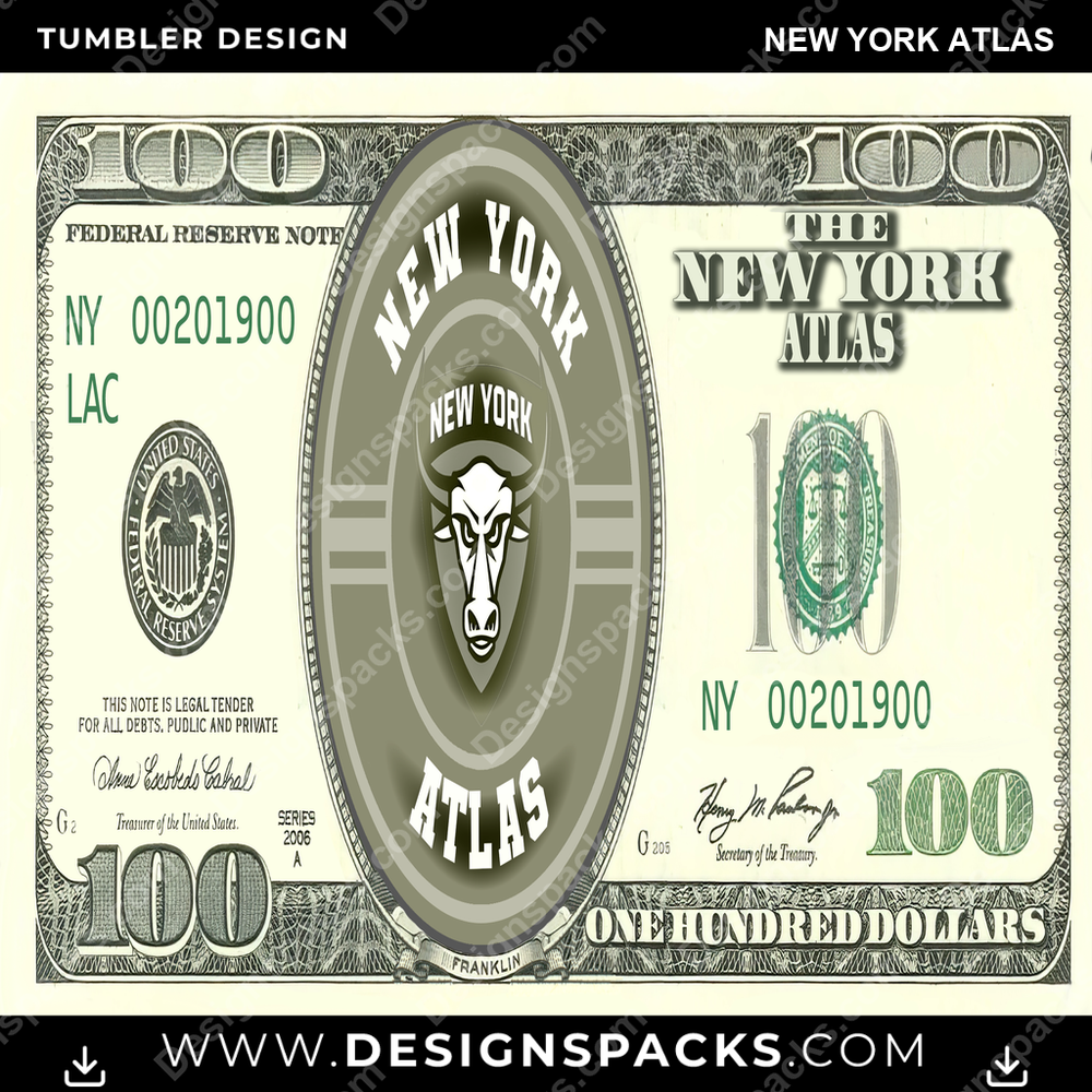 Lacrosse 100 Dollar Bill New York Atlas PLL Lacrosse Tumbler Digital Wrap Design Download