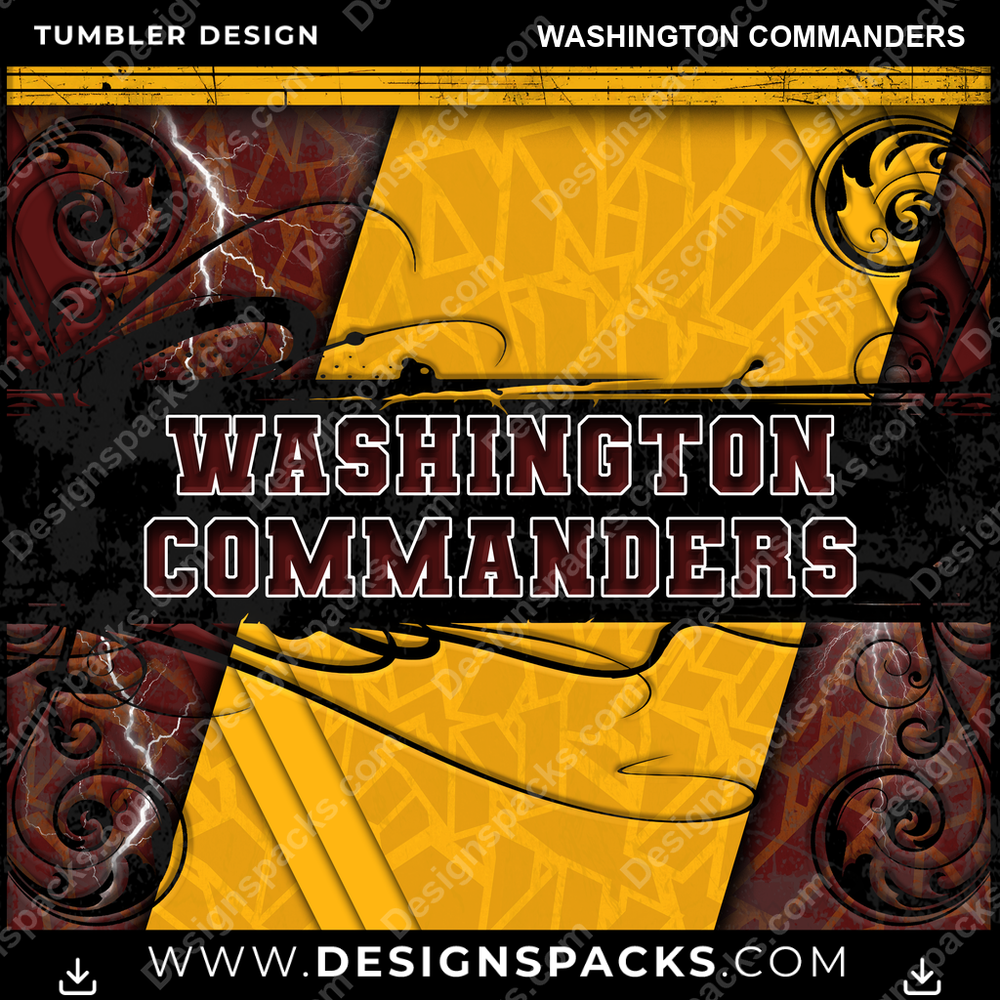 Football Elegant Washington Commanders Tumbler Digital Wrap Design
